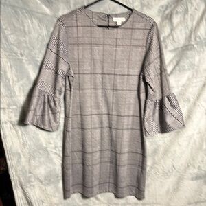 Beach lunch lounge‎ collection Plaid Bell Sleeve Dress size L midi length